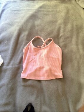 Bozzolo Pink Ribbed Cropped Cami with Double Straps